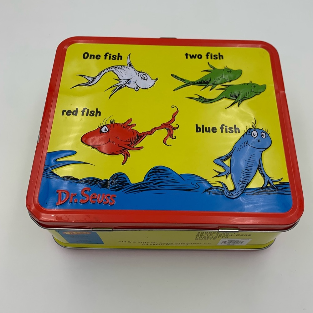Dr. Seuss One Fish Two Fish Red Fish Blue Fish 2015 Metal Lunch Box.